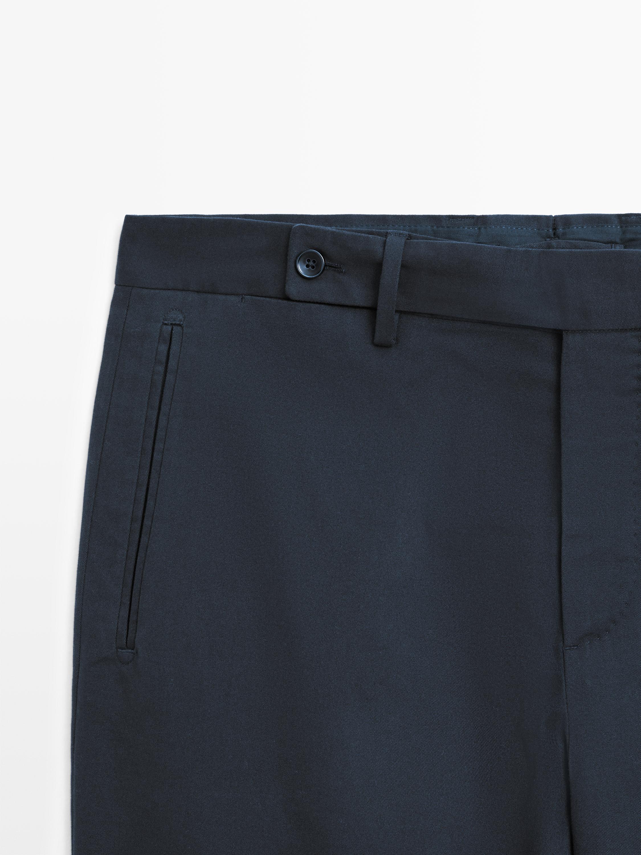 Cotton blend twill trousers